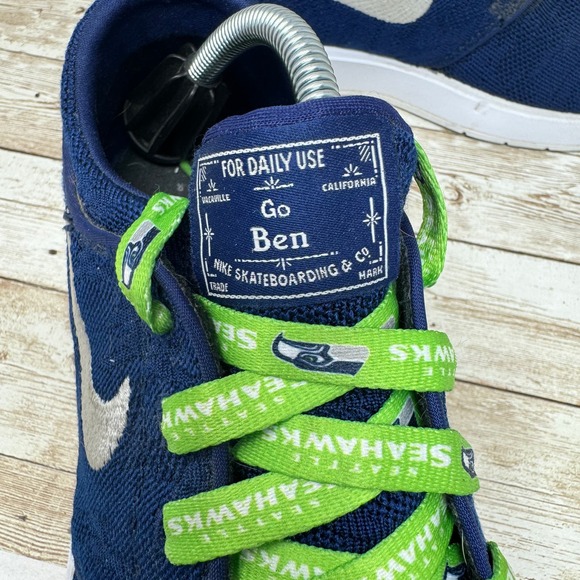 Nike SB Air Max Janoski 2 Navy Blue Seahawks Skateboarding Sneakers Men's Size 9 - Picture 3 of 9